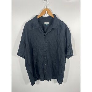 Breakwater 100% Linen Mens Button Up XL Black‎ Lightweight Resort Euro Summer